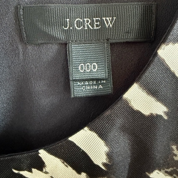 J. Crew 100% Silk Black and White Houndstooth Mini Dress, Size 000 - Picture 2 of 8